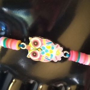 BBTO Gorgeous Owl Bracelet w Blue Cording up to 10 inches